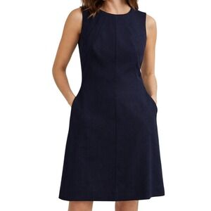 Diane Von Furstenberg Navy Sleeveless Shift Dress Size 8 Textured DVF Classic
